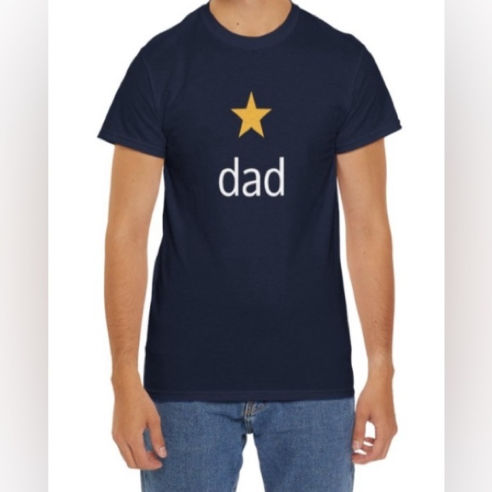 NWT MENS HEAVY COTTON T-SHIRT - STAR DAD - NAVY - M or XL